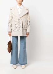 Philipp Plein embroidered-paisley shearling coat