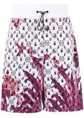 Philipp Plein floral logo drawstring shorts