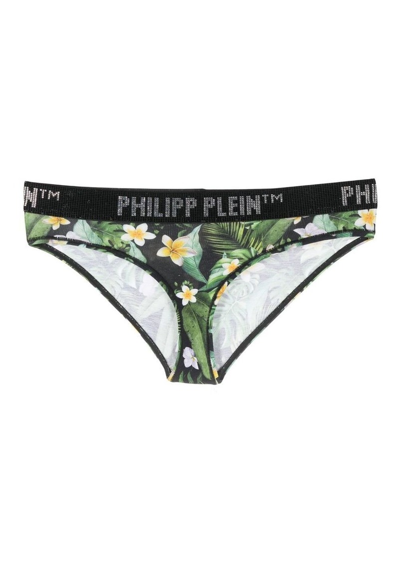 Philipp Plein floral-print gem-logo briefs