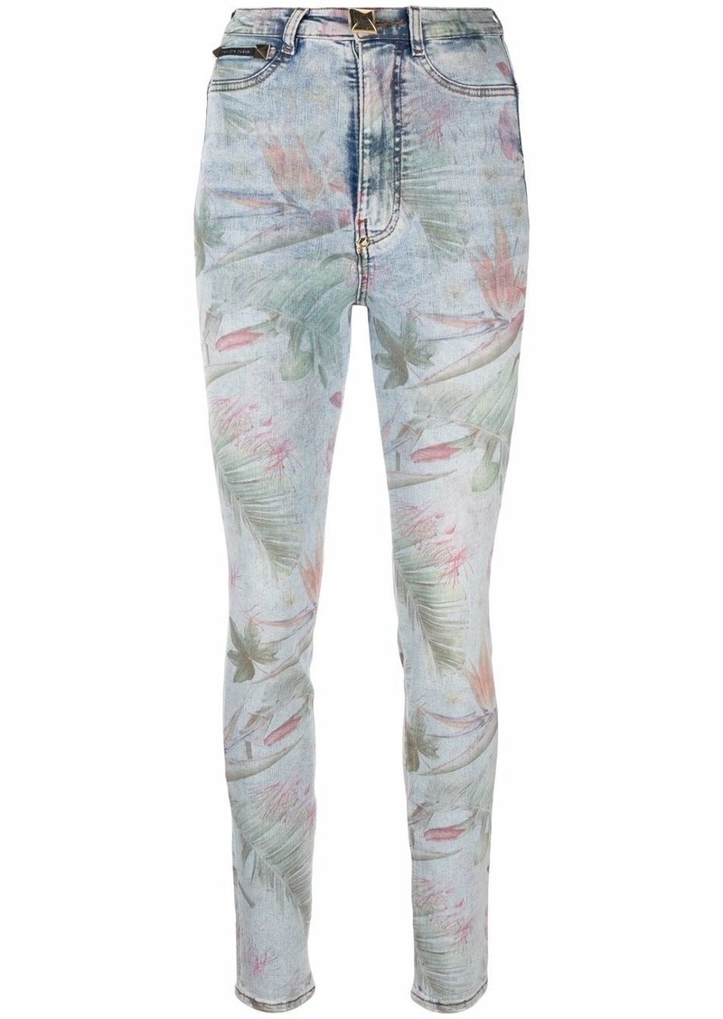 Philipp Plein floral-print skinny jeans