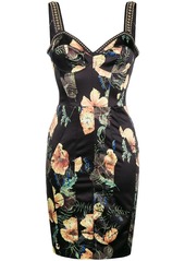 Philipp Plein floral print studded bodice dress