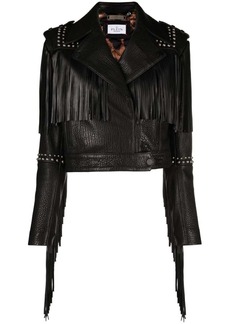 Philipp Plein fringed cropped leather jacket