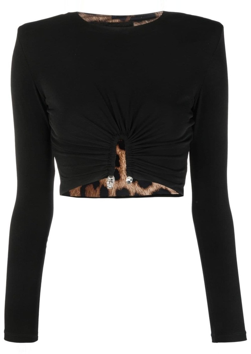 Philipp Plein gathered-detail cropped top