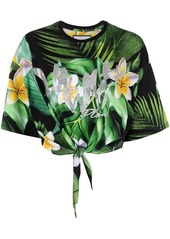 Philipp Plein floral-print cropped T-shirt