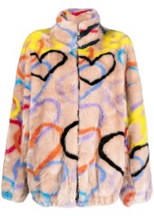 Philipp Plein heart-print high-neck coat