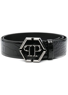 Philipp Plein hexagon logo-buckle leather belt