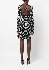 Philipp Plein Hexagon monogram-jacquard lurex minidress