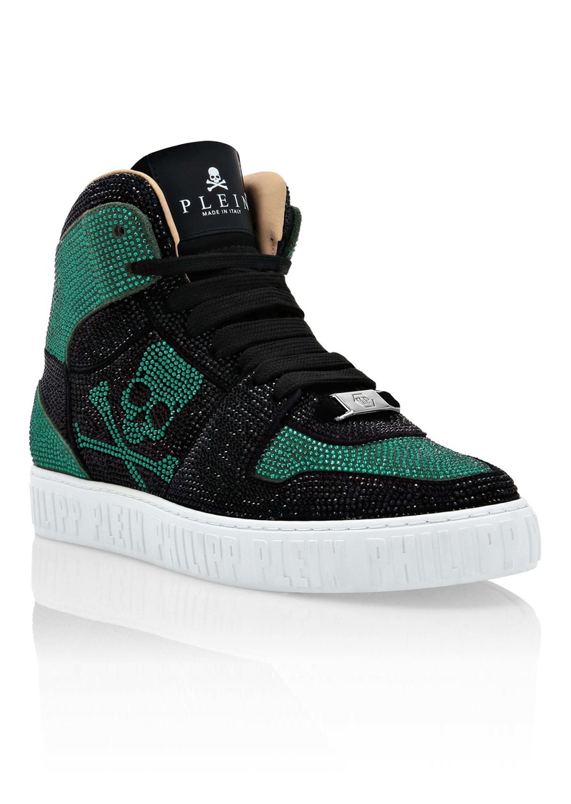 Philipp Plein HI-TOP SNEAKERS NOTORIOUS CRYSTAL SKULL with Crystals