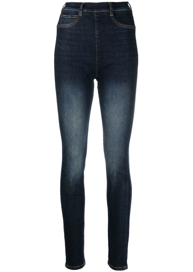 Philipp Plein high-waist zip-up jeggings