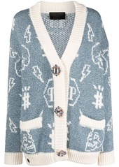 Philipp Plein intarsia-knit logo cardigan