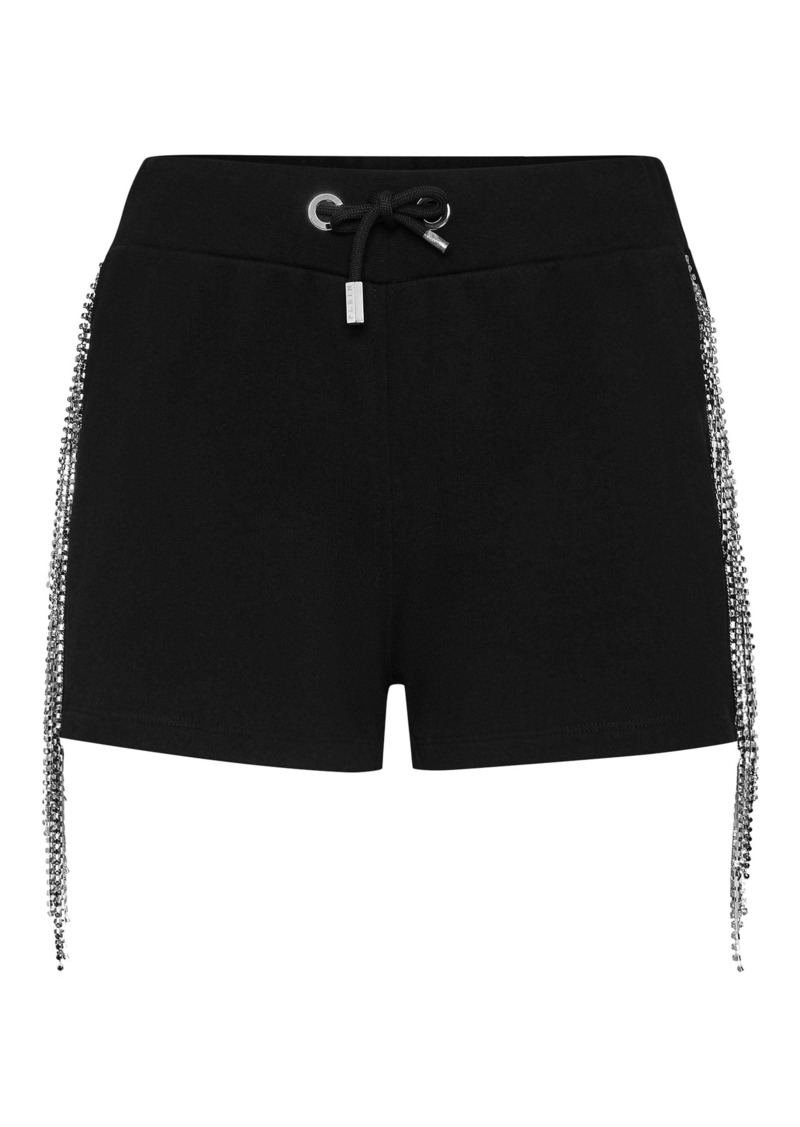 Philipp Plein Jogging Shorts Silver Fringe