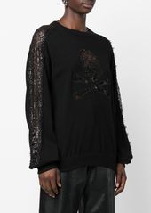 Philipp Plein lace-panelling skull-print sweatshirt