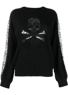 Philipp Plein lace-panelling skull-print sweatshirt