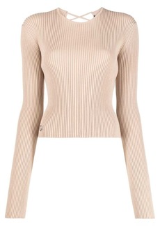 Philipp Plein lace-up detail knitted top