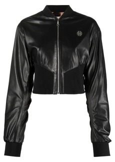 Philipp Plein leather bomber jacket