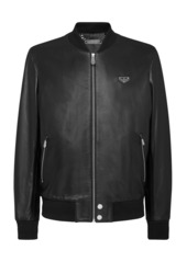 Philipp Plein Leather Bomber LS Iconic Plein