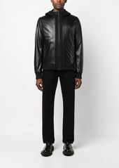 Philipp Plein leather hooded jacket