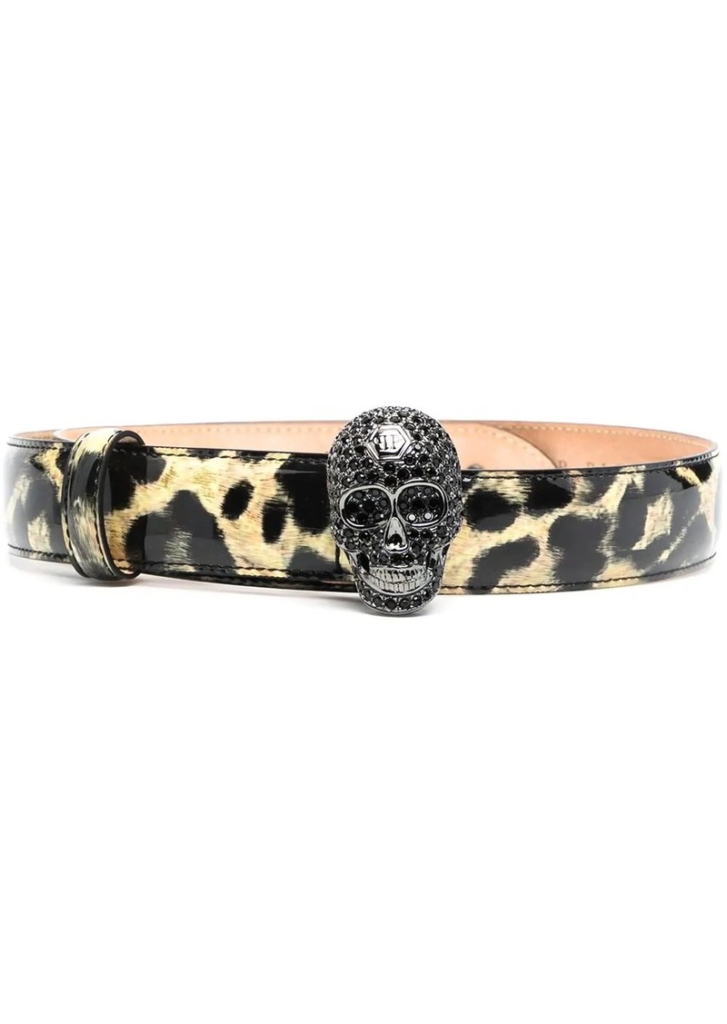 Philipp Plein leopard-print leather belt