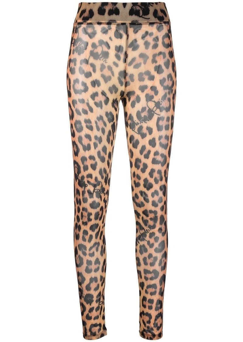 Philipp Plein leopard-print semi-sheer leggings