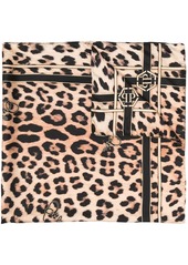 Philipp Plein leopard-print silk scarf