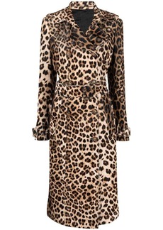 Philipp Plein leopard-print trench coat