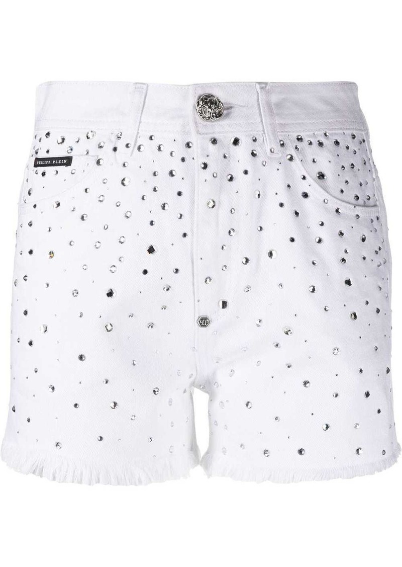 Philipp Plein logo-patch crystal-embellished shorts