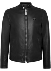 Philipp Plein logo-patch leather jacket
