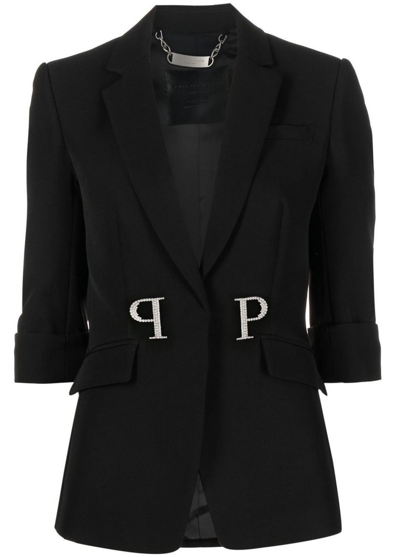 Philipp Plein logo-plaque single-breasted blazer