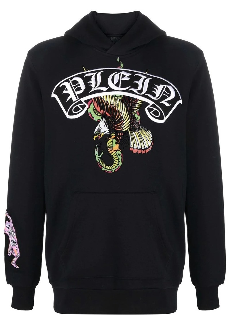 Philipp Plein logo-print pullover hoodie