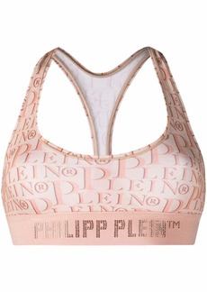 Philipp Plein logo-print studded bra