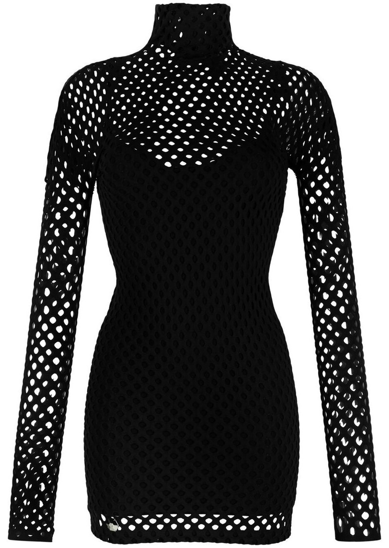 Philipp Plein long-sleeved mesh short dress