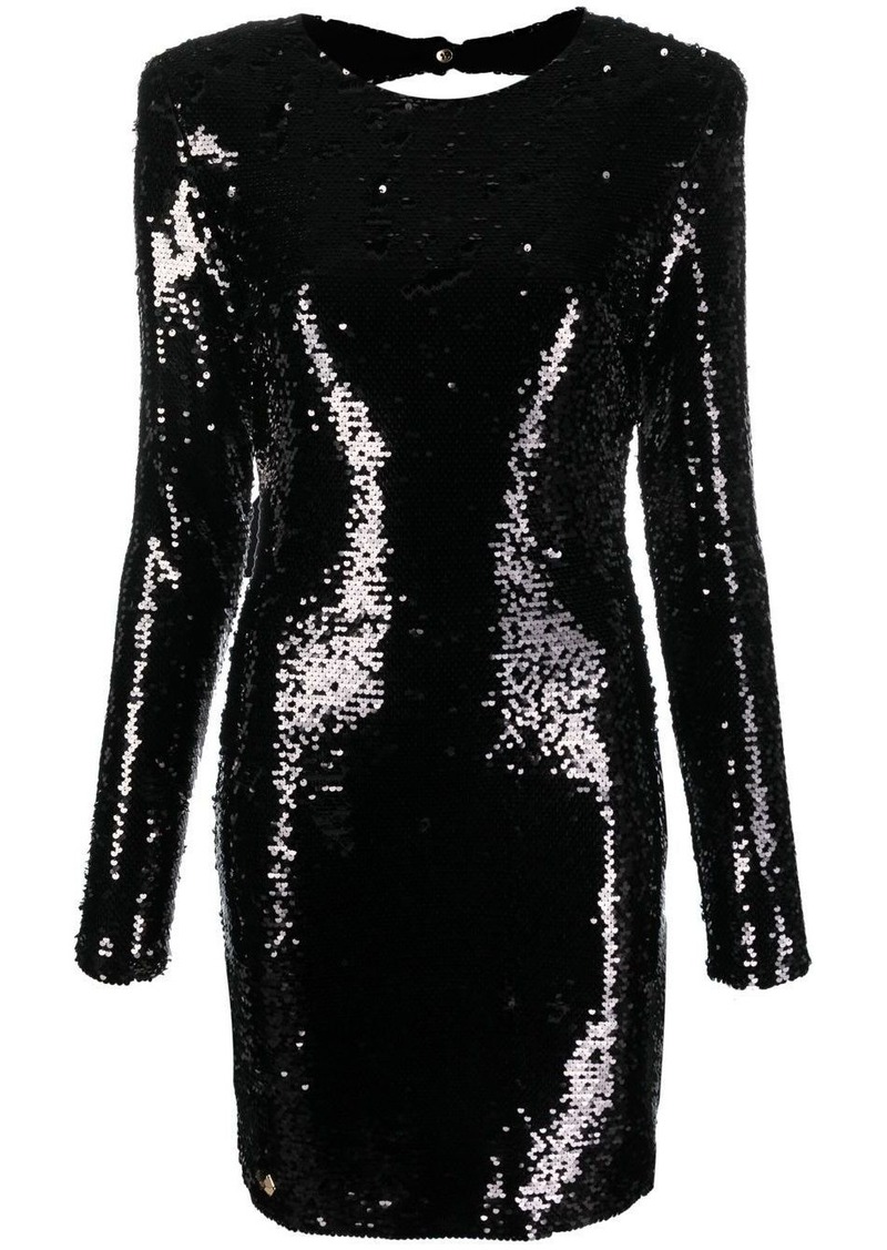 Philipp Plein long-sleeved sequin-embellished dress