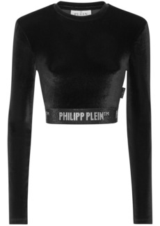 Philipp Plein long-underband velvet crop top