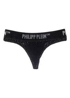 Philipp Plein metallic crystal-embellished thong