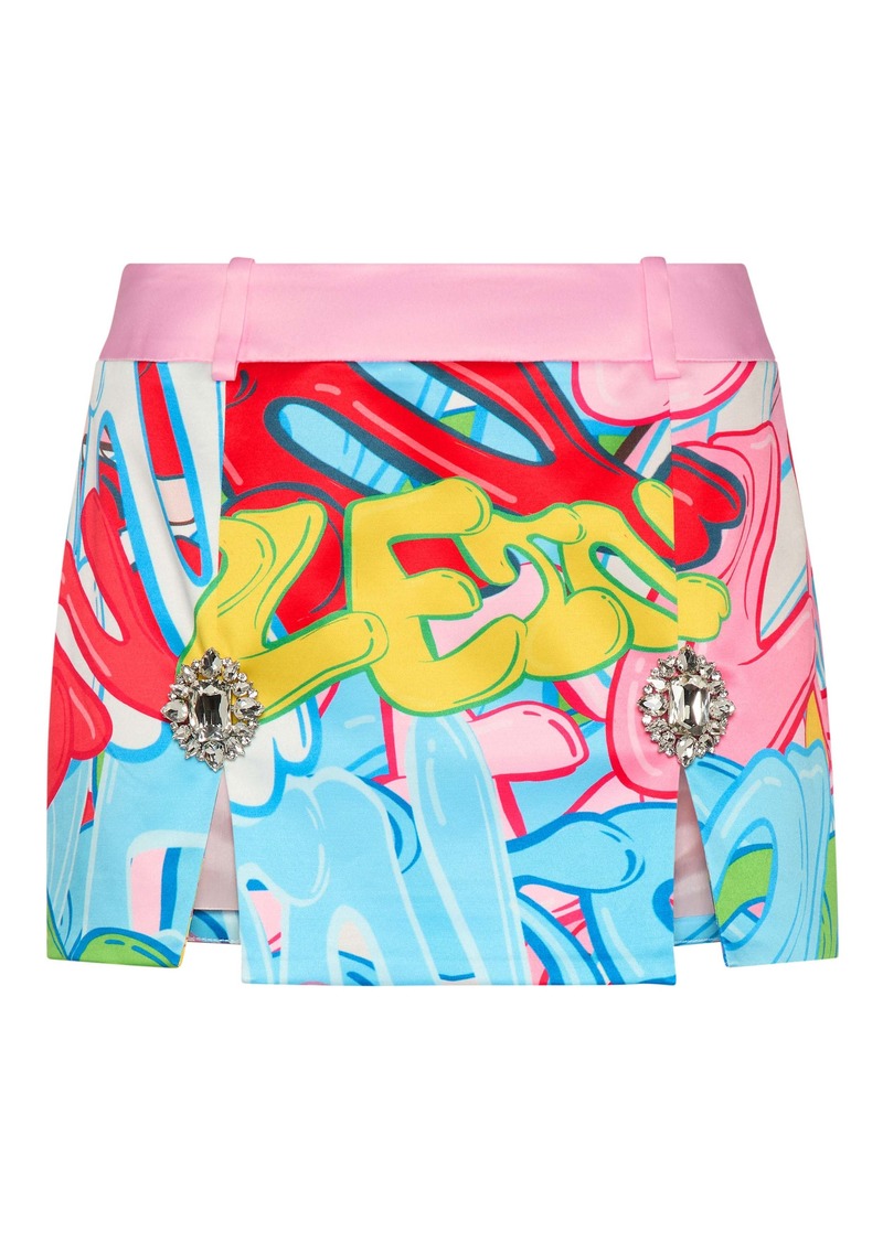 Philipp Plein Mini Skirt Bombing Graffiti