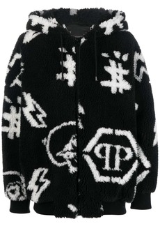 Philipp Plein monogram eco-fur bomber jacket