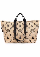 Philipp Plein monogram-motif wicker tote bag