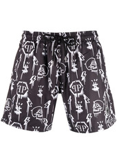 Philipp Plein monogram-patterned swim shorts