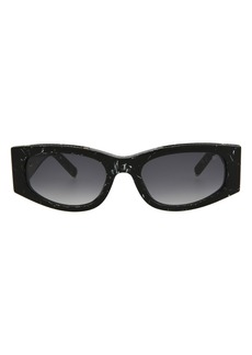 PHILIPP PLEIN 55mm Oval Sunglasses in Black Black Smoke at Nordstrom Rack