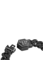 Philipp Plein Gunmetal Ip Stainless Steel Logo Cuban Link Bracelet - Stainless Steel