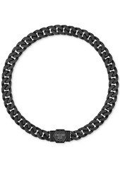 Philipp Plein Gunmetal Ip Stainless Steel Logo Cuban Link Necklace - Stainless Steel