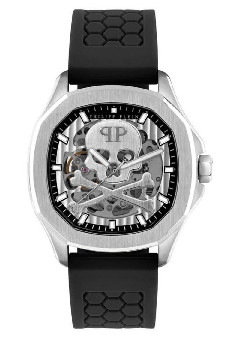 PHILIPP PLEIN Skeleton Spectre Silicone Strap Watch