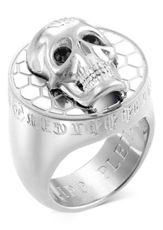 Philipp Plein Stainless Steel 3D $kull Statement Ring - Stainless Steel