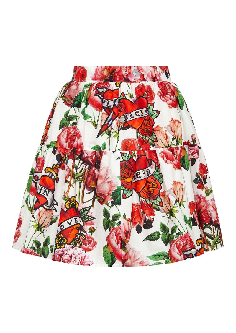 Philipp Plein Popeline Mini Skirt Love