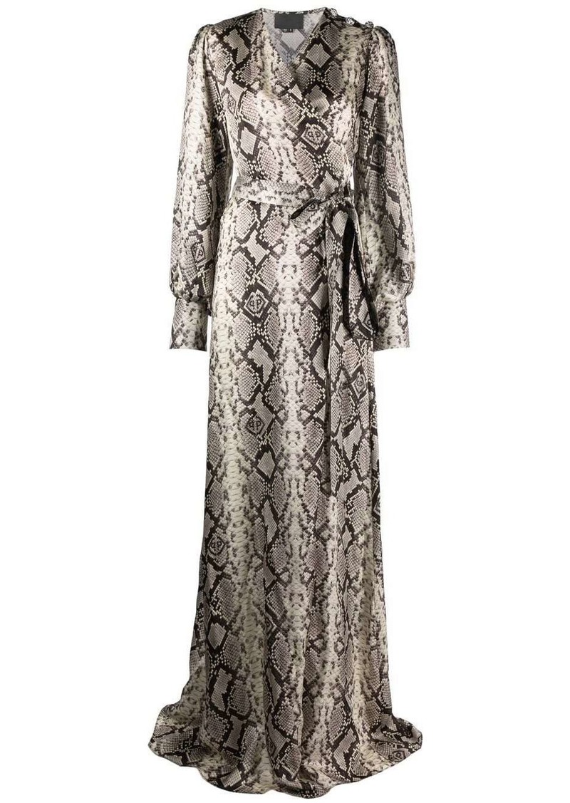 Philipp Plein Python-print silk long dress