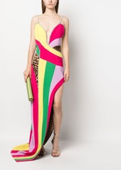 Philipp Plein rainbow-patchwork long dress