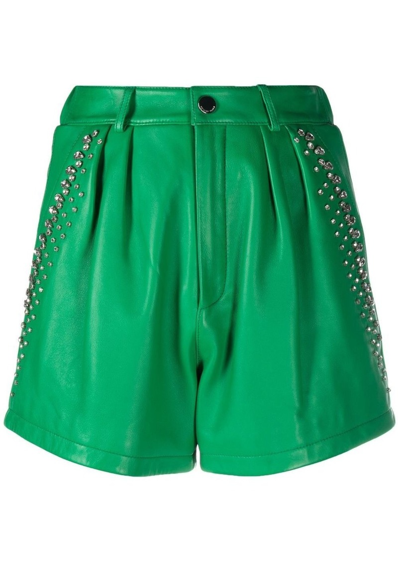 Philipp Plein rhinestone-embellished leather shorts