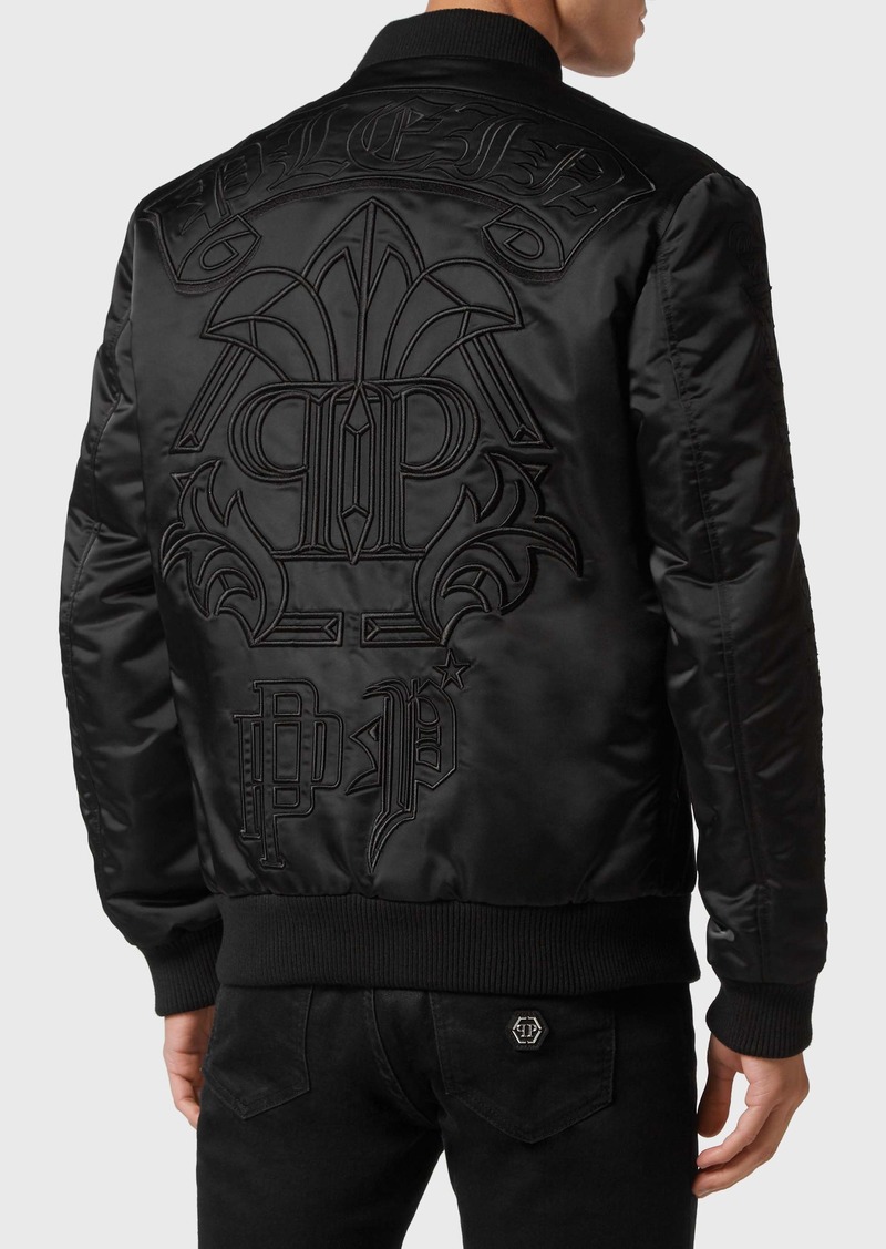 Philipp Plein Satin Bomber Gothic Banner