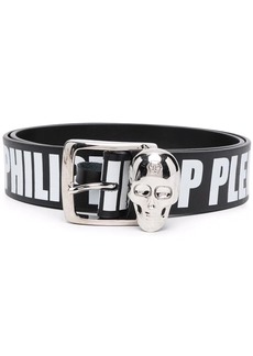 Philipp Plein skull-appliqué logo-print belt
