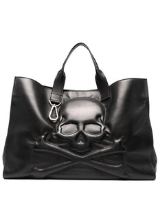 Philipp Plein skull-debossed leather tote bag